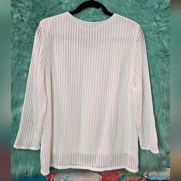 Alfred Dunner White Long Sleeve Cable Knit Sweater Size L - Picture 8 of 11